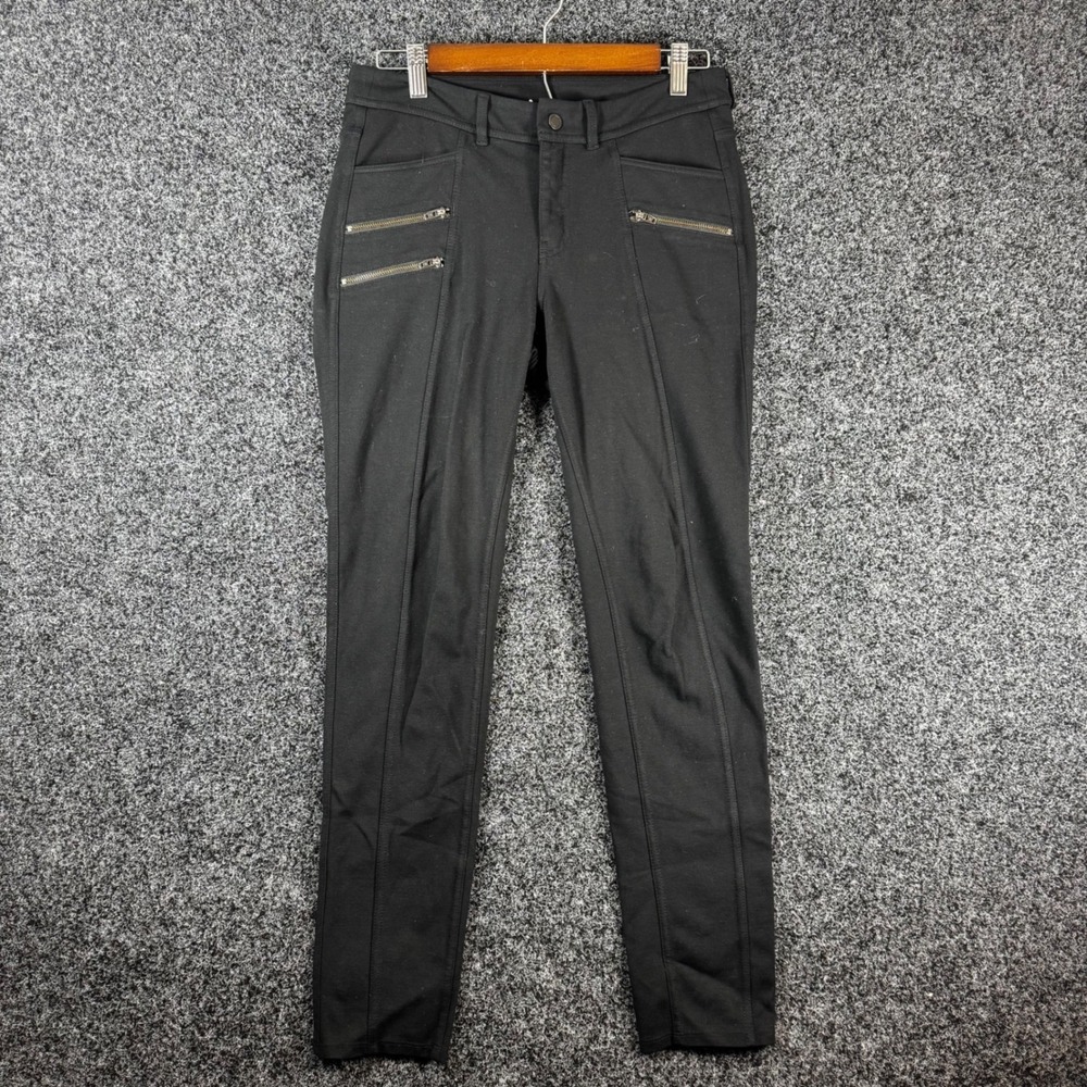 Athleta Womens Black Moto Zip Pocket‎ Skinny Ponte Pants Size 6